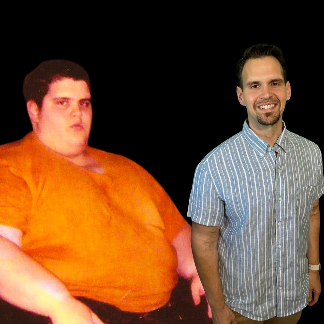 Justin Willoughby before at 799 pounds and after losing nearly 600 pounds